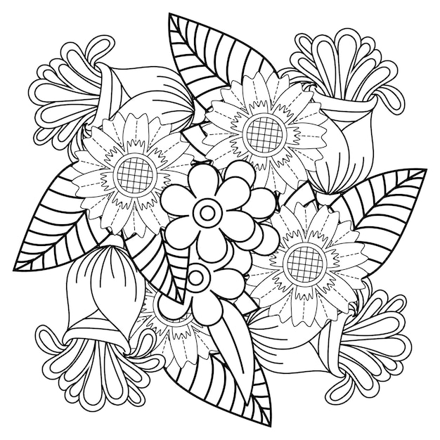 Bloem mandala kleurplaat