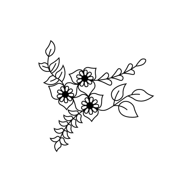 bloem met takken overzicht vector bloemen lijntekeningen tekening bladeren illustratie premium ornamenten