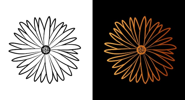 Bloem overzicht pictogram eenvoudige doodle schets lijn kunststijl zwart en goud bloemen plantkunde set schoonheid elegante logo ontwerpelement grafische geïsoleerde symbool tekening platte bloemvorm bruiloft print kaart