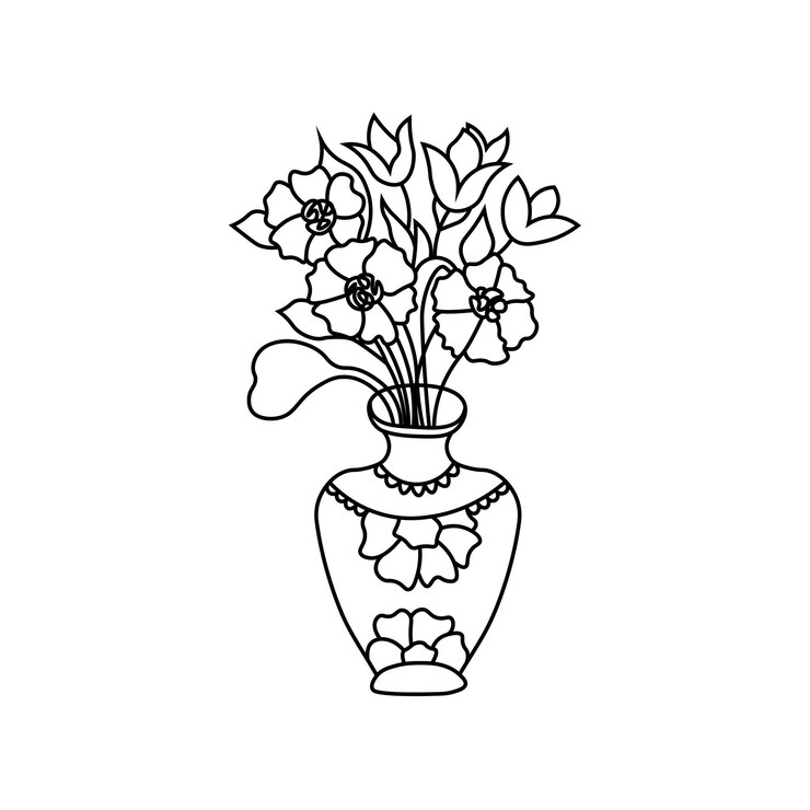 bloem overzicht vector kleurplaat ontwerp bloemen illustratie