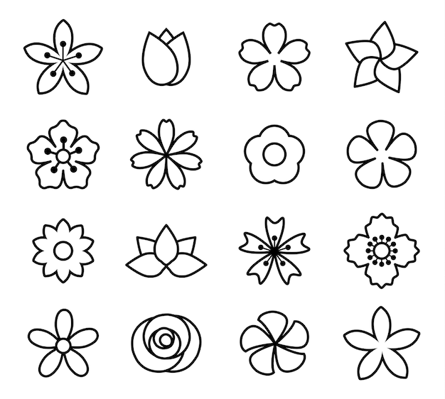 Vector bloem pictogrammenset vector illustratie schets