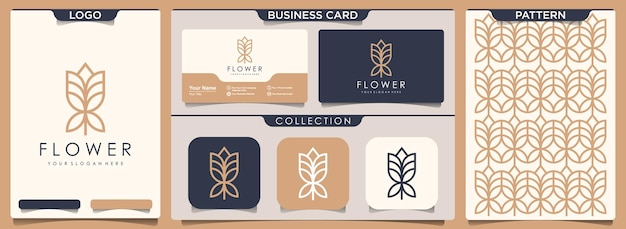 Bloem roos logo, patroon en visitekaartje ontwerp