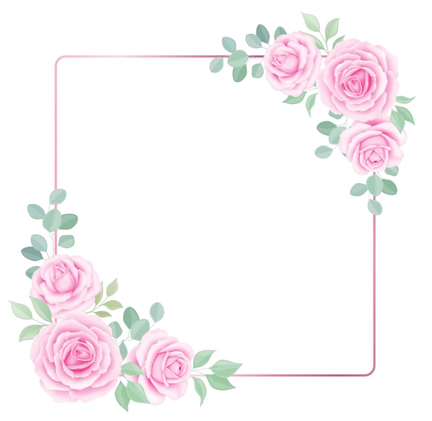 Vector bloem rozen groene bladeren floral frame poster uitnodigen moederdag wenskaart vector achtergrond