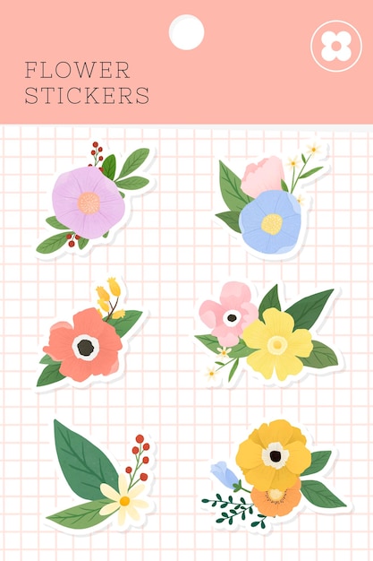 Bloem stickers pakket vector