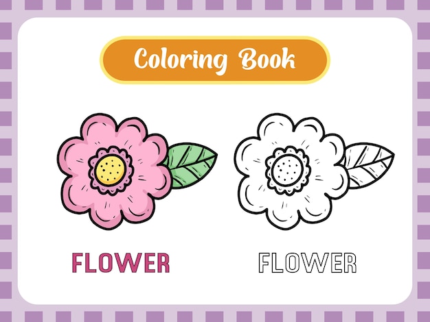 Bloem tekening kleurboek pagina voor kinderen leren
