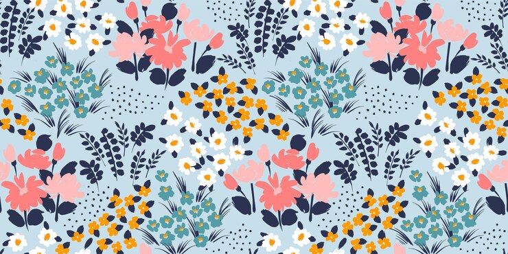 Bloemen abstract naadloos patroon Vectorontwerp voor verschillende surfases