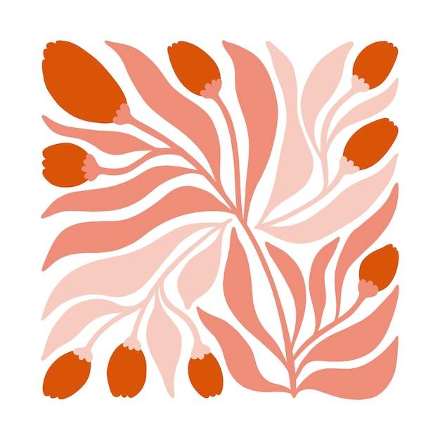 Vector bloemen abstracte elementen botanische compositie moderne trendy matisse minimale stijl