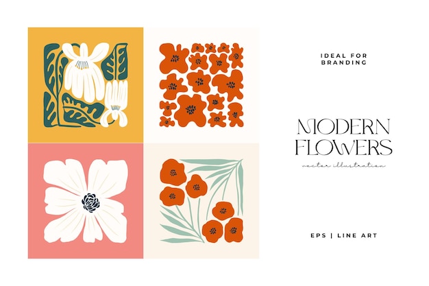 Bloemen abstracte elementen. Botanische samenstelling. Moderne trendy Matisse minimale stijl. Bloemenposter