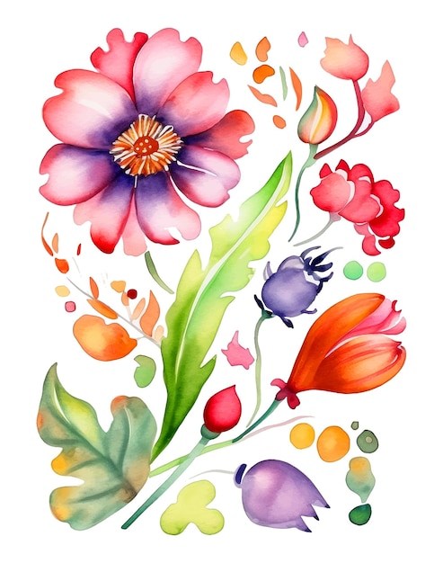 Bloemen achtergrond aquarel verf ilustratie