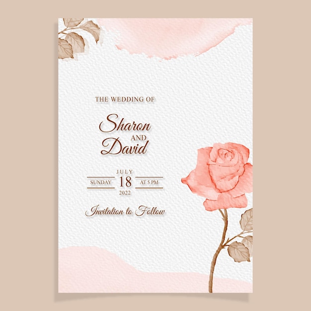 bloemen aquarel bruiloft uitnodiging sjabloon ontwerpset