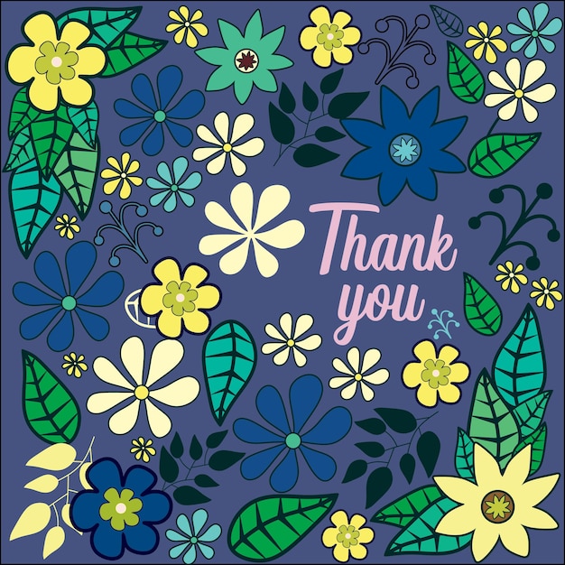 Bloemen 'Bedankt'-kaart met prachtige lentebloemen en banner