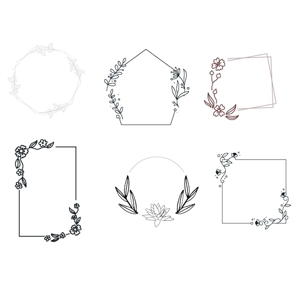 bloemen bloemenpatroon rand frame krans lijn kunst illustratie laurier krans versierde vector