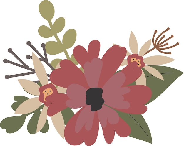 Bloemen Boeket bloemen Platte illustratie Set van vector bloemen