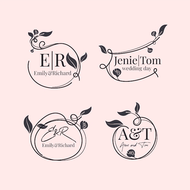 Vector bloemen bruiloft logo's