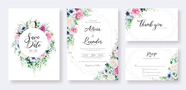 Bloemen bruiloft uitnodigingskaart