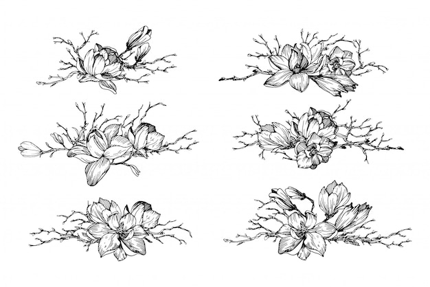 Vector bloemen composities met takken