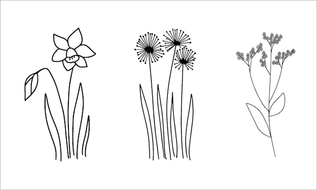 Bloemen creatieve illustratie minimale lijn art stijl iconen