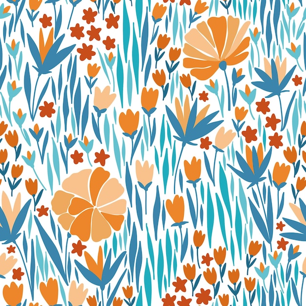 Bloemen en planten bloemenpatroon naadloos afdrukpatroon vector