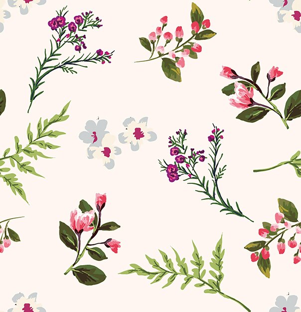 Bloemen en planten naadloze afdrukpatroon vector