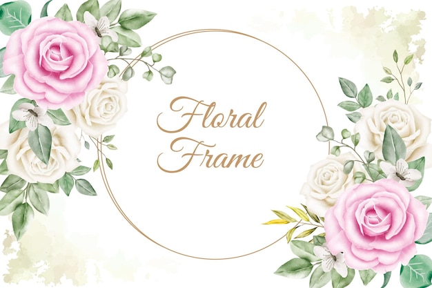 Bloemen frame arrangement achtergrond met aquarel bloem en bladeren decoratie