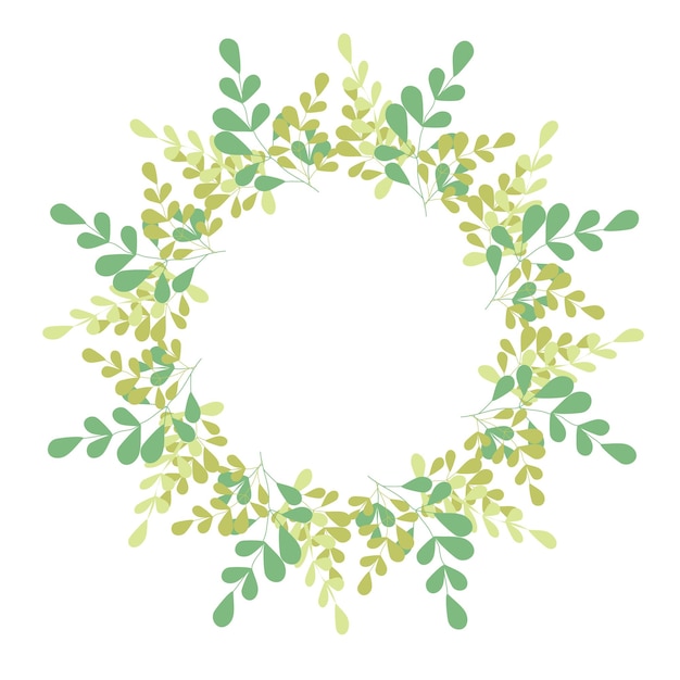 Vector bloemen frames ronde vorm groene takken bladeren botanische illustratie bruiloft verjaardag