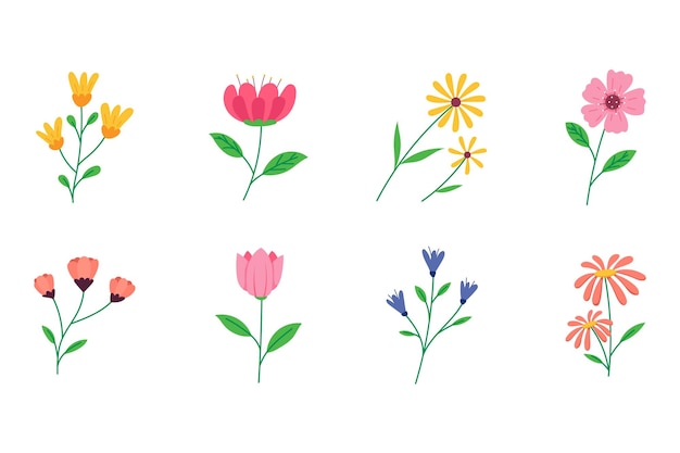Bloemen geïsoleerde objecten set