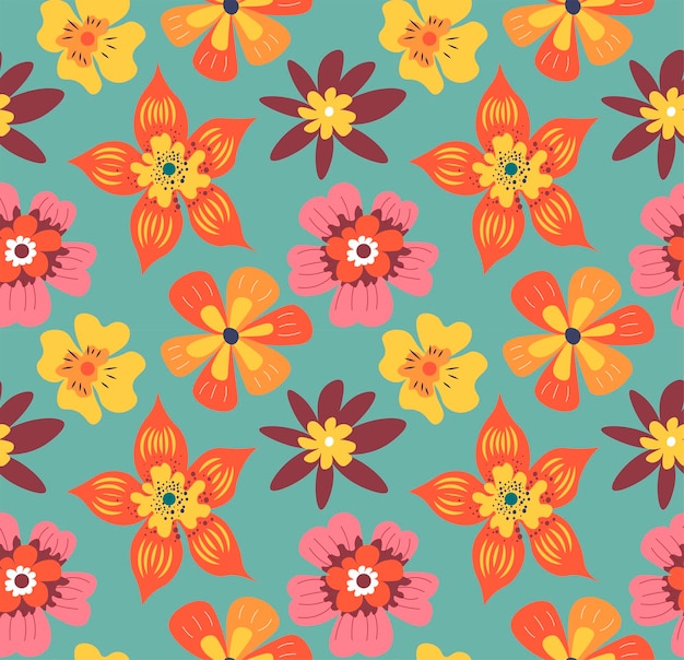 Bloemen in bloei wilde bloemen naadloos patroon