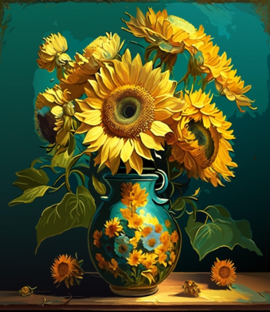 Bloemen in vaas schilderij illustratie