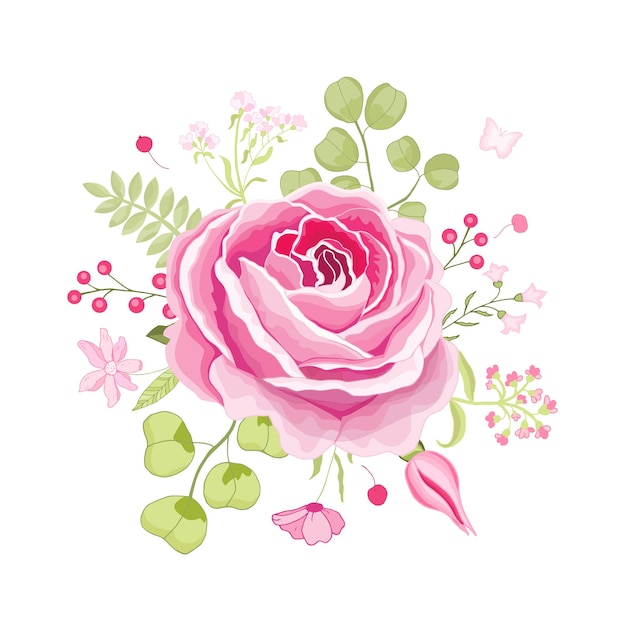 Bloemen instellen De roos elegante kaart Vectorillustratie