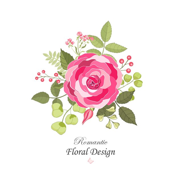 Bloemen instellen de roos elegante kaart vectorillustratie