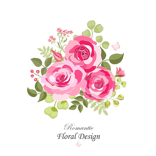 Bloemen instellen De roos elegante kaart Vectorillustratie