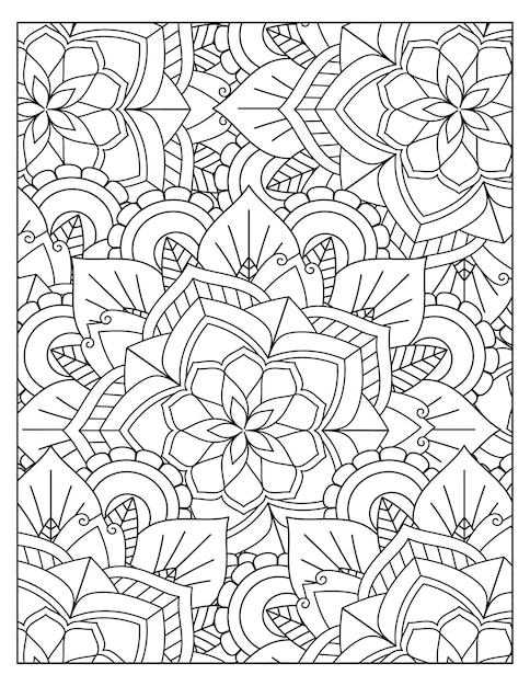 Bloemen kleurplaat mandala patroon