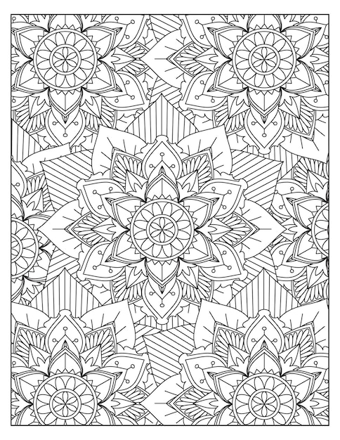 Bloemen kleurplaat mandala patroon