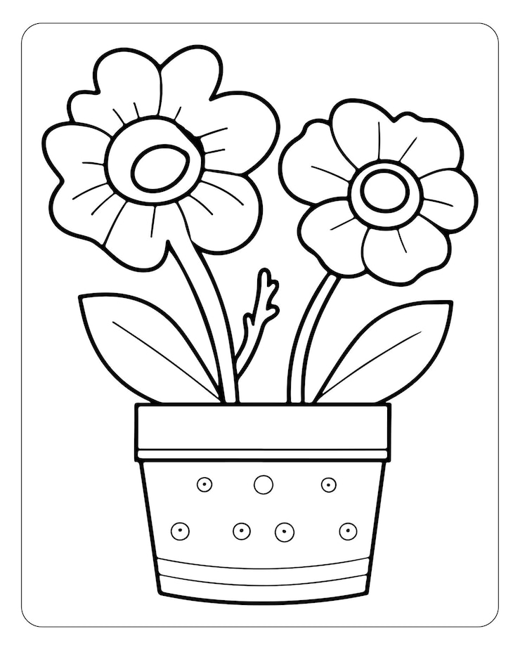 Vector bloemen kleurplaten voor kinderen bloemillustratie