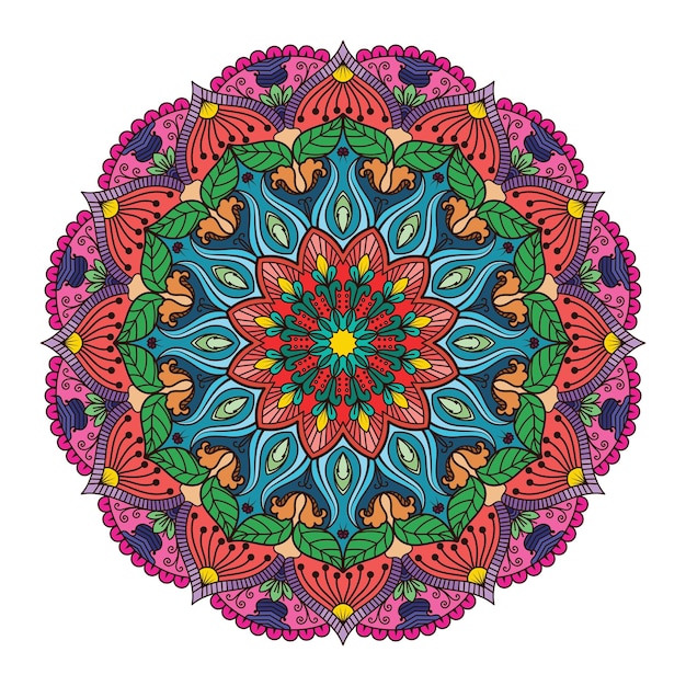 Bloemen kleurrijk mandala patroonontwerp