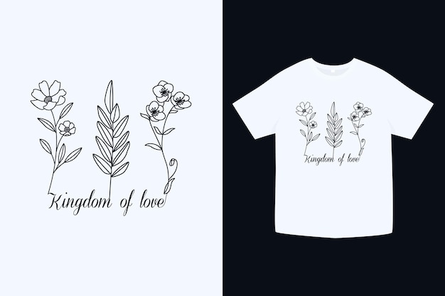 Bloemen lijntekeningen t-shirt ontwerp