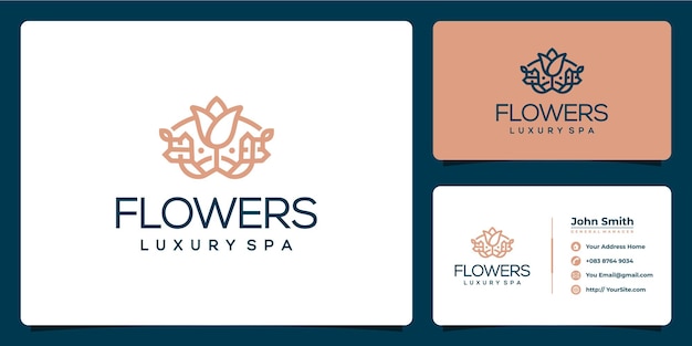 Bloemen luxe spa logo ontwerp en visitekaartje