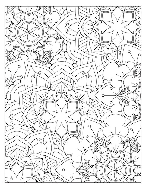 Bloemen mandala kleurpatroon ontwerp