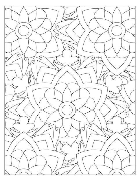 Bloemen mandala kleurpatroon ontwerp