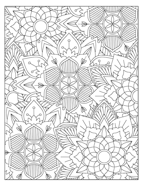 Bloemen mandala kleurpatroon ontwerp