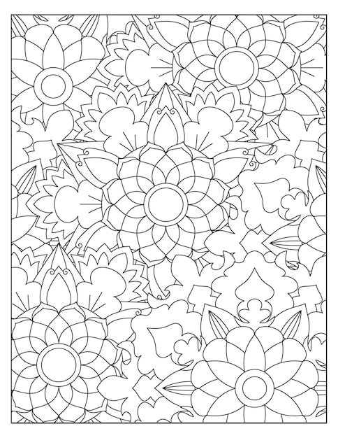 Bloemen mandala kleurpatroon ontwerp