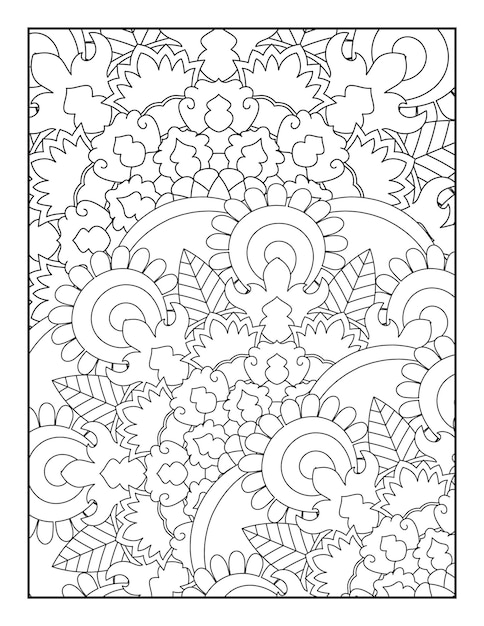 Vector bloemen mandala kleurplaat patroon kleurplaat kleurboek voor volwassenen en kinderen