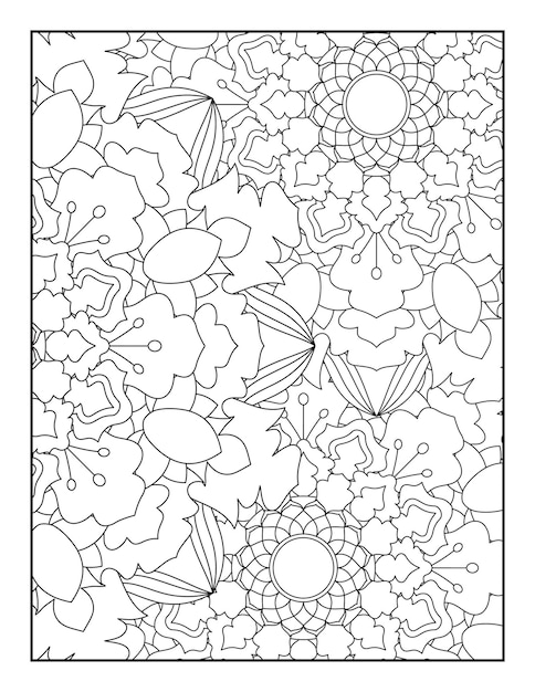 Bloemen mandala kleurplaat patroon kleurplaat kleurboek voor volwassenen en kinderen