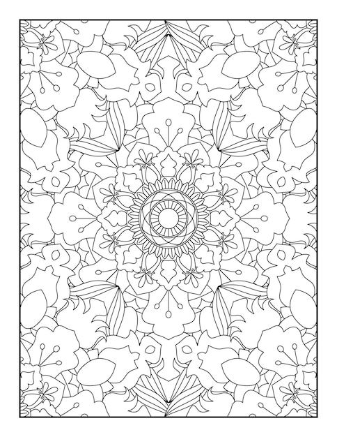 Bloemen mandala kleurplaat Patroon kleurplaat Kleurboek voor volwassenen en kinderen