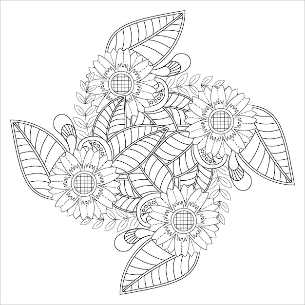 Bloemen mandala kleurplaat