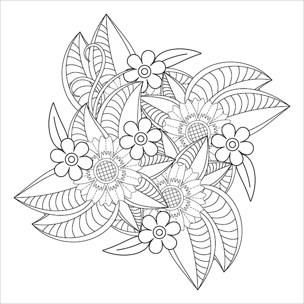 Bloemen mandala kleurplaat