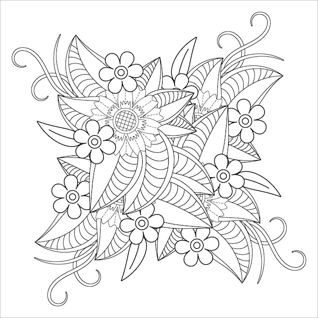 Bloemen Mandala Kleurplaat