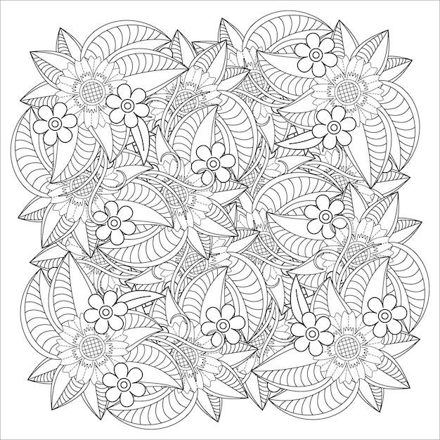 Bloemen Mandala Kleurplaat