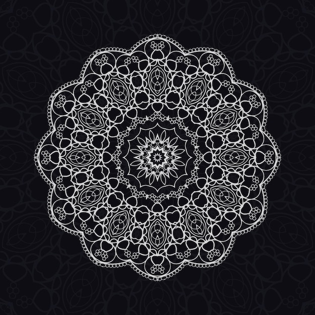 Bloemen mandala ontspanningspatronen uniek ontwerp met zwarte achtergrond hand getrokken patroon