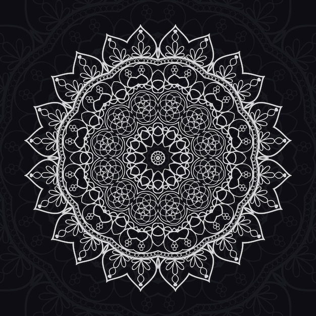 bloemen mandala ontspanningspatronen uniek ontwerp met zwarte achtergrond Hand getrokken patroon